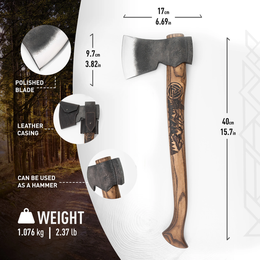 Long Camping Hatchet with Carvings