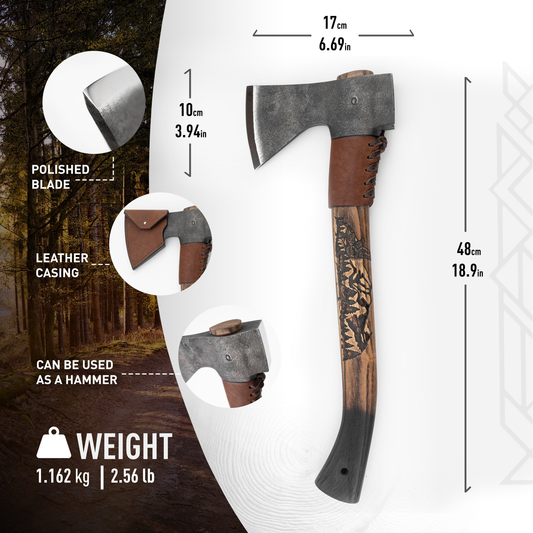 Bushcraft Axe with Carvings