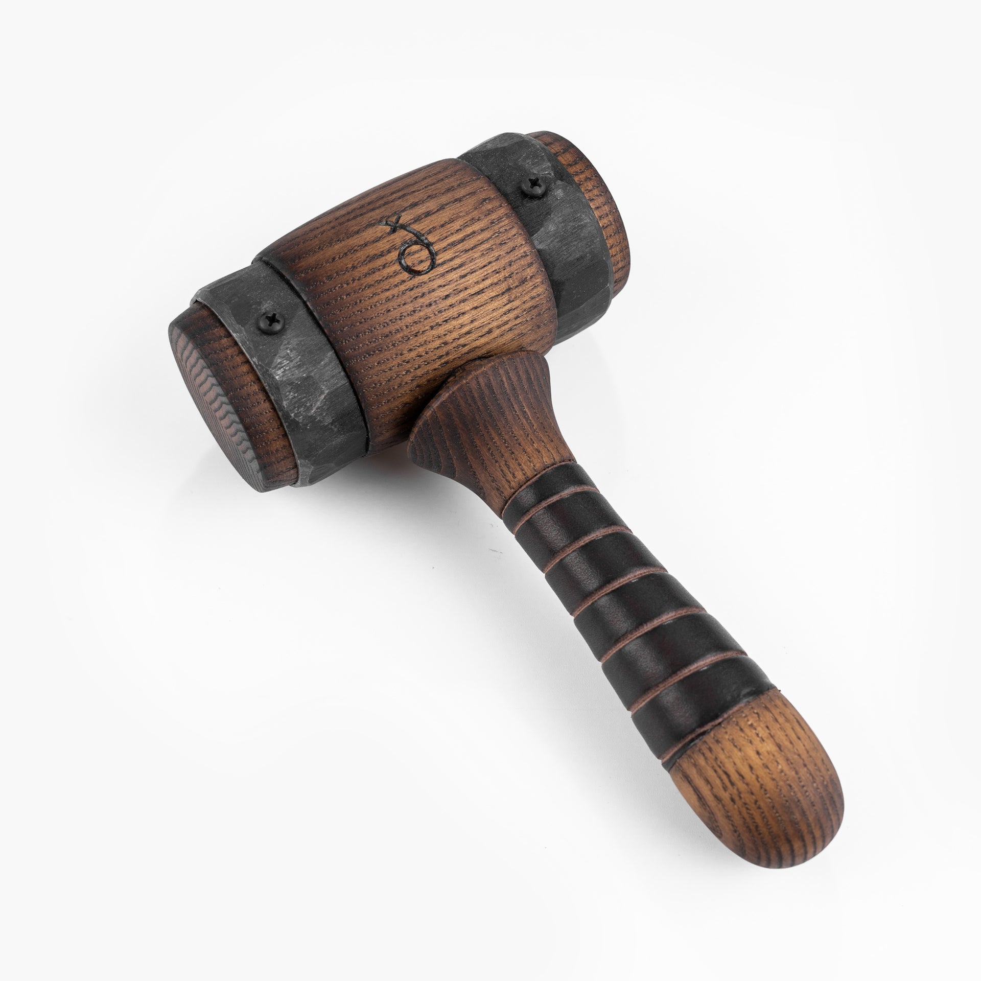 Big round wooden mallet with metal rings – Fadir.tool