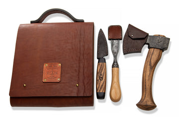 Set of Mini Axe, Carving Knife and Spoon Bent Chisel
