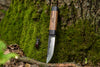 Handmade Bushcraft Knife with texture on the metal, Ashtree and Hornbeam Handle